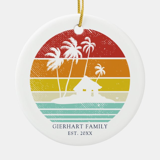 Beach House Vacation Family Christmas Reunion Ceramic Ornament (Front)