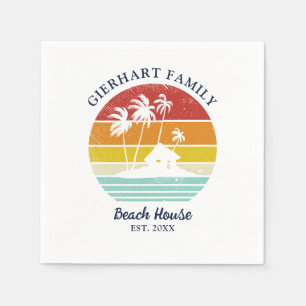 Beach House Vacation Family Reunion Palm Trees Napkin