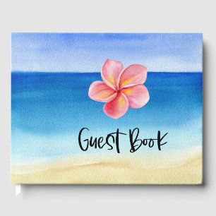 Beach  House Vacation on ocean background Guest Book