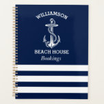 Beach House Vacation Rental Bookings Planner<br><div class="desc">Add the personal touch to your beach house with this stunning navy and white stripe design featuring a seahorse. Keep your guest information organised ideal for vacation rental beach house or beach cottage. The custom template means that you can add your Beach House name the extra wow factor. Matching home...</div>