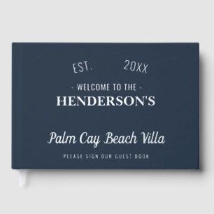 Beach House Vacation Rental Nautical Custom Silver Guest Book