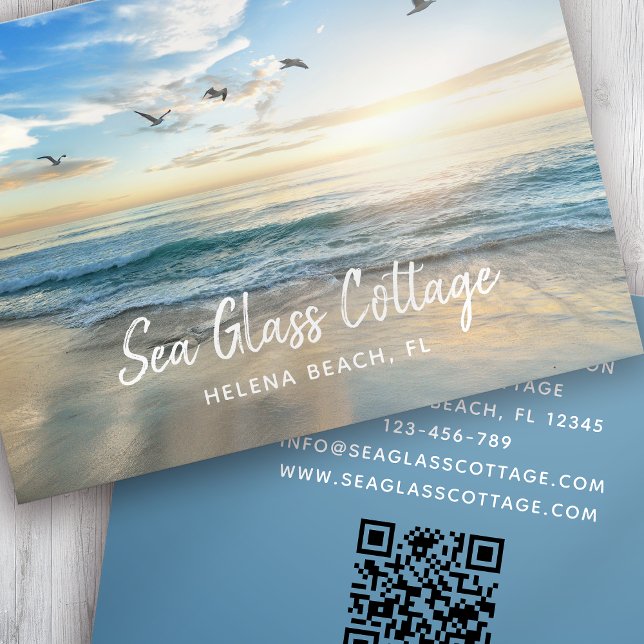 Beach House Vacation Rental QR Code Business Card (Creator Uploaded)