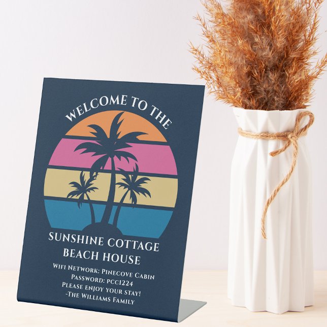 Beach House Vacation Rental Welcome and Wifi Pedestal Sign (Creator Uploaded)