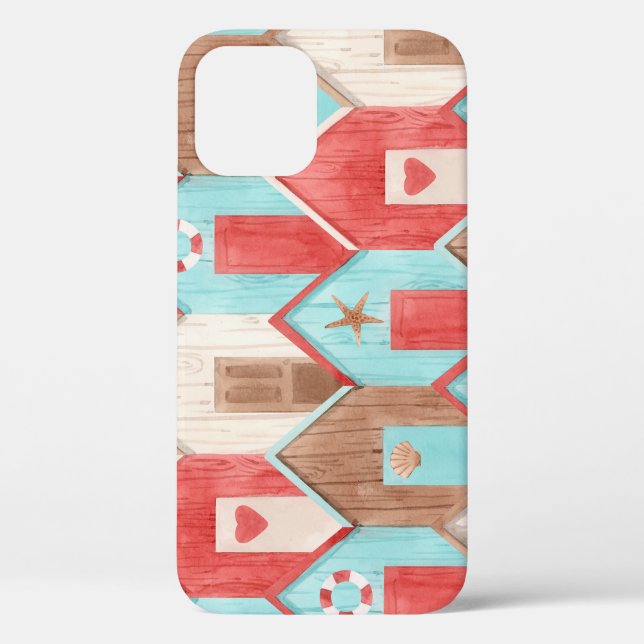Beach house watercolor: retro pattern. Case-Mate iPhone case (Back)