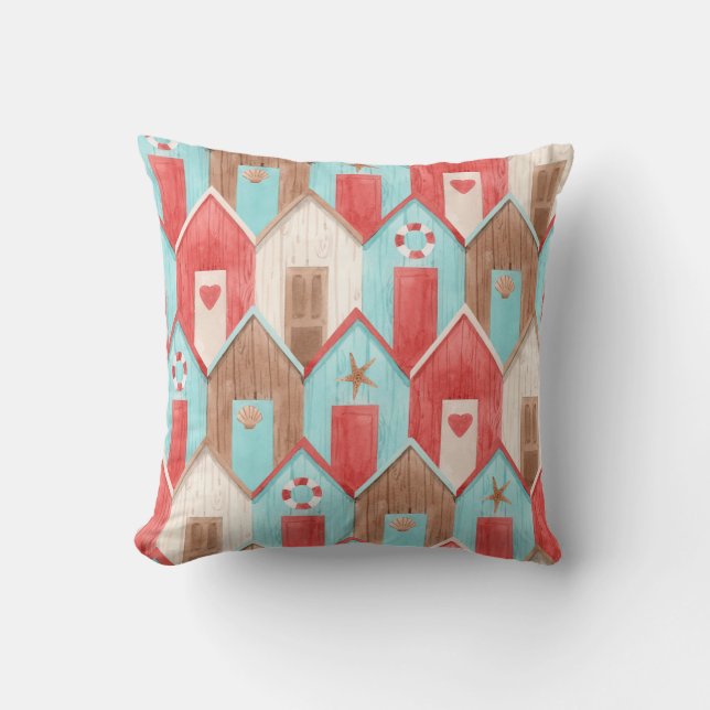 Beach house watercolor: retro pattern. cushion (Front)