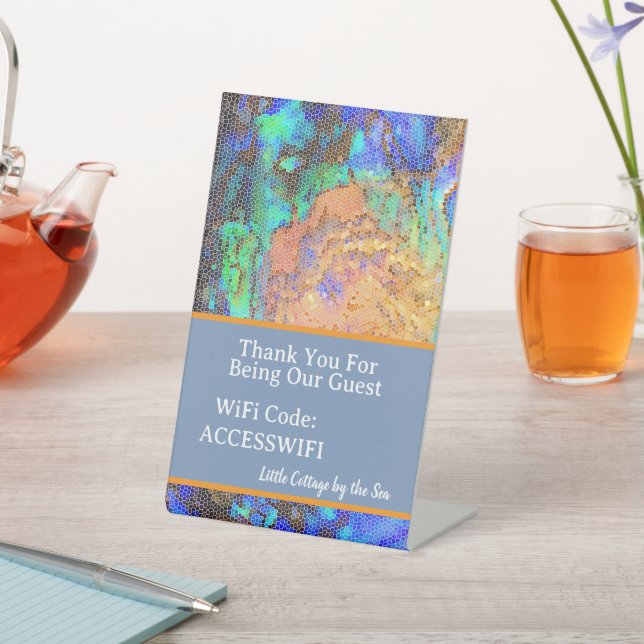 Beach House WiFi Access Code Vacation Home Pedestal Sign (In SItu)