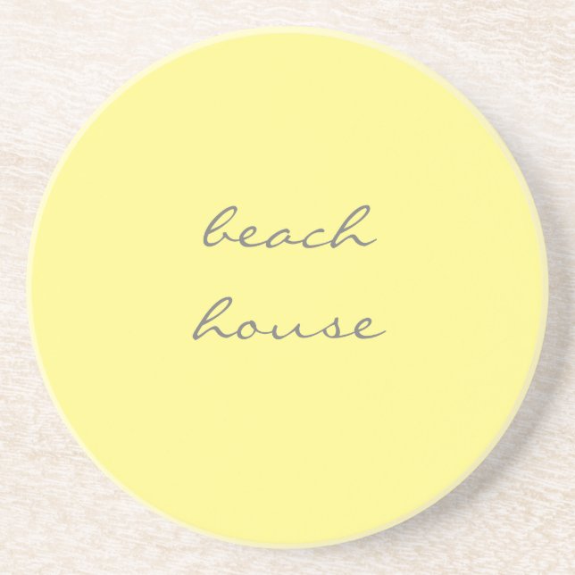 Beach House Yellow Grey Grey Stylish Classy Cool Coaster (Front)