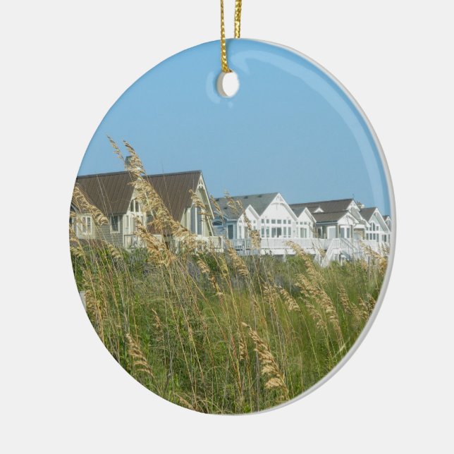 Beach Houses and Beach Grass Ceramic Tree Decoration (Left)