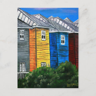 beach houses drawing illustration art gifts postcard