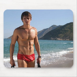 Beach Hunk Mouse Pad