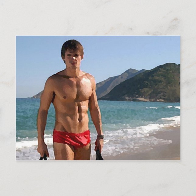 Beach Hunk Postcard (Front)