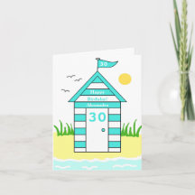 Beach Hut 30th Card