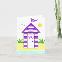 Beach Hut 80th Card