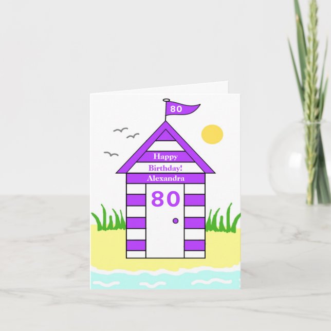 Beach Hut 80th Card (Front)