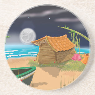 Beach Hut at night Coaster