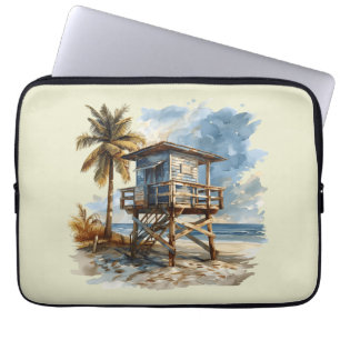 Beach Hut - Beach Hut Illustration Laptop Sleeve