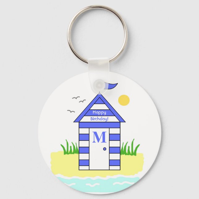 Beach Hut Blue Key Ring (Front)