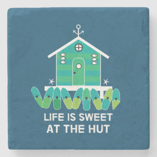 Beach Hut Hut Owners Latte Mug Serving Tray Stone Coaster