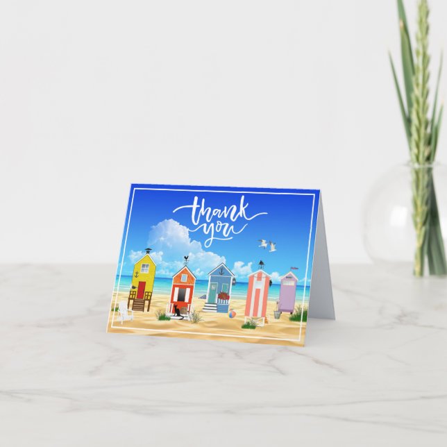 Beach Hut Ocean Thank You Card (Front)