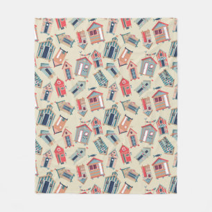 Beach Hut Pattern Fleece Blanket