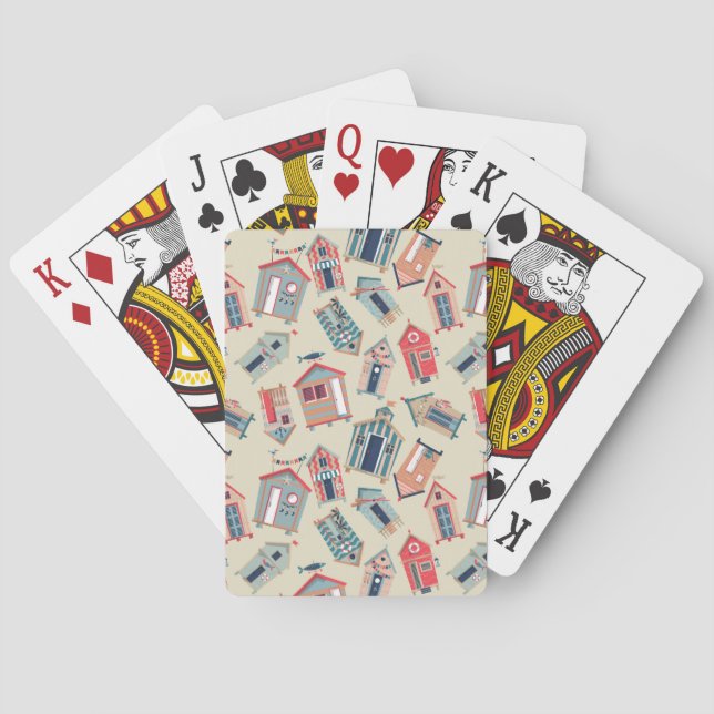 Beach Hut Pattern Playing Cards (Back)