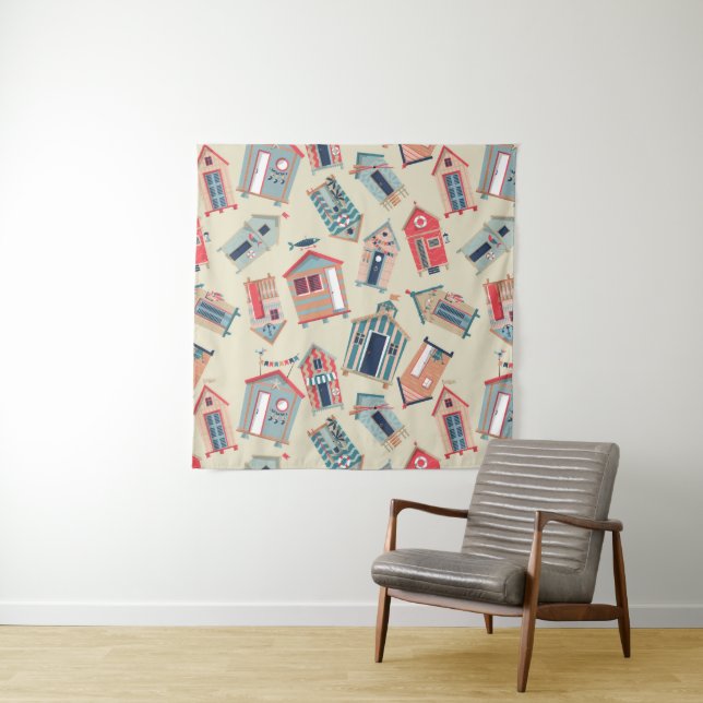 Beach Hut Pattern Tapestry (In Situ (Horizontal))