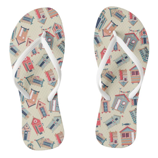 Beach Hut Pattern Thongs (Footbed)