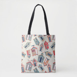 Beach Hut Pattern Tote Bag