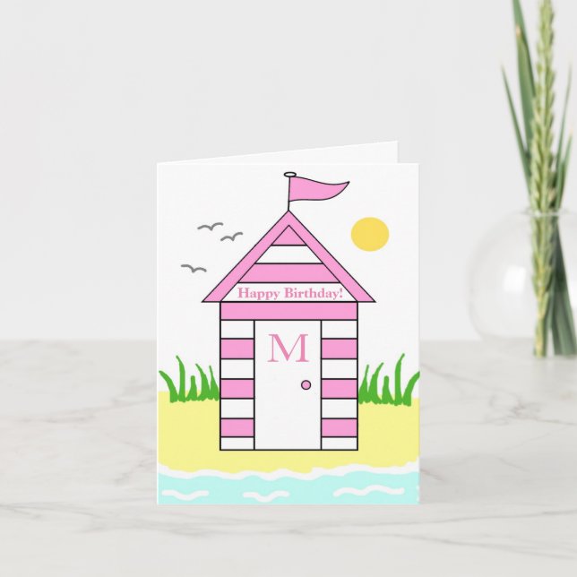 Beach Hut Pink Card (Front)