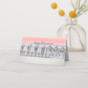 Beach hut retirement party placecards