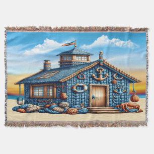 Beach Hut Throw Blanket