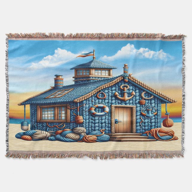 Beach Hut Throw Blanket (Front)