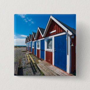 Beach Huts 3 15 Cm Square Badge