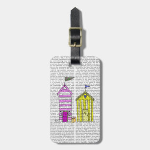 Beach Huts 3 Illustration Luggage Tag
