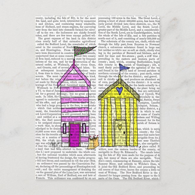 Beach Huts 3 Illustration Postcard (Front)