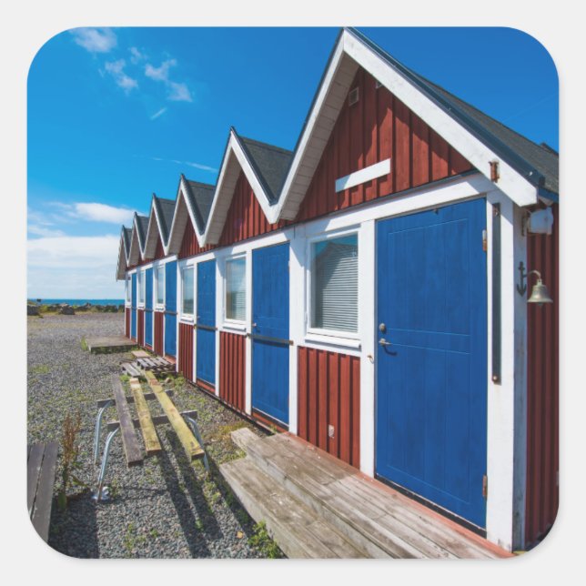 Beach Huts 3 Square Sticker (Front)