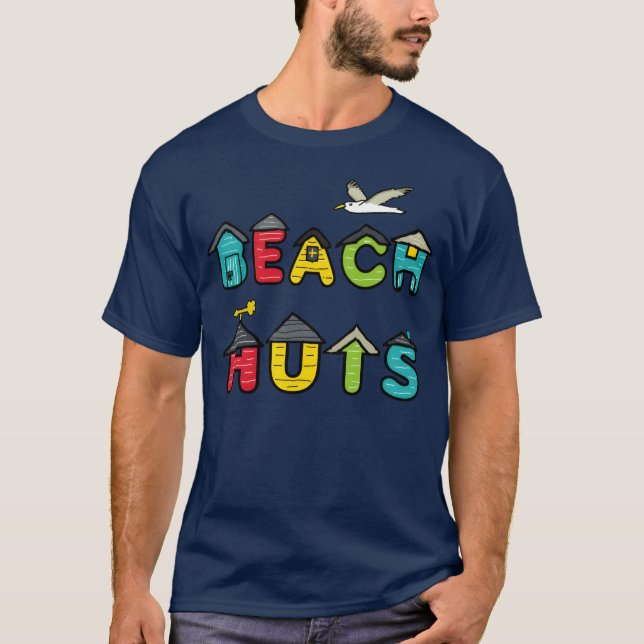 Beach Huts 70s funny T-Shirt (Front)