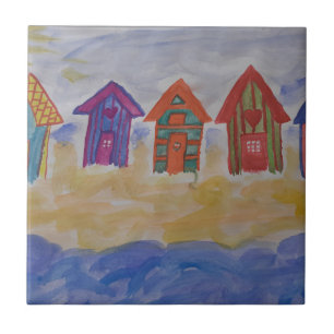 Beach Huts Ceramic Tile