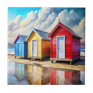Beach Huts Ceramic Tile