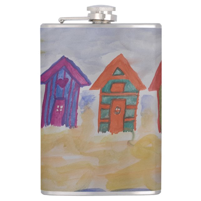 Beach Huts Hip Flask (Front)