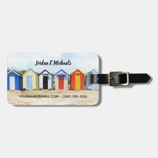 Beach Huts I Luggage Tag (Front Horizontal)