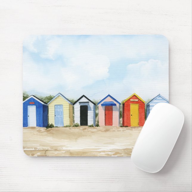 Beach Huts I Mouse Pad (With Mouse)