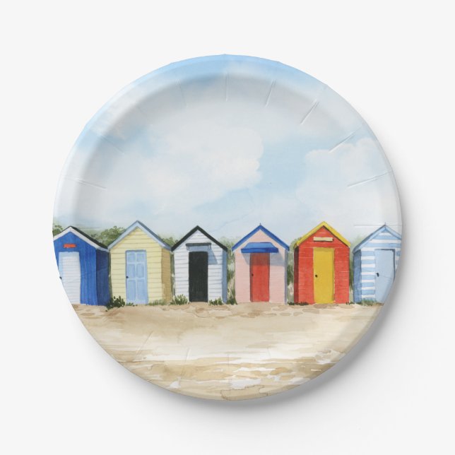 Beach Huts I Paper Plate (Front)