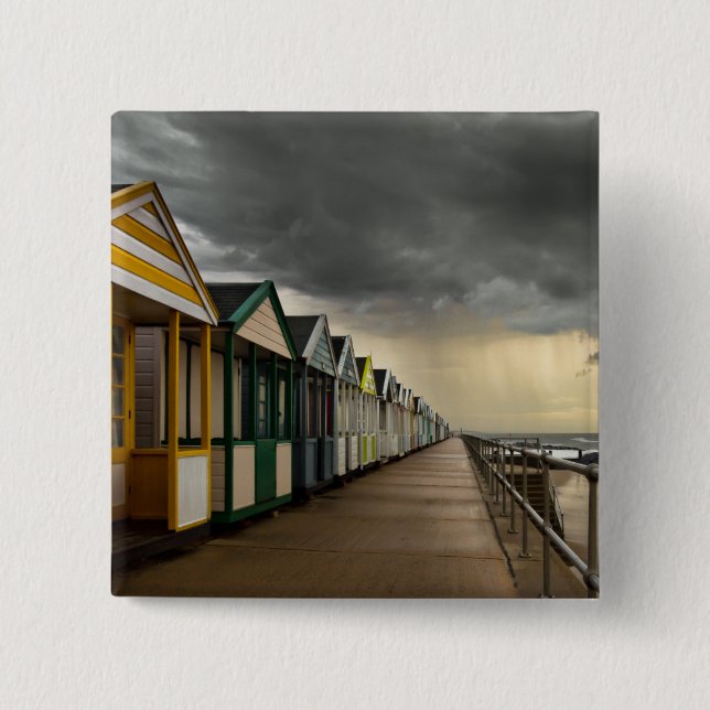 Beach Huts In A Summer Storm | Southwold 15 Cm Square Badge (Front)