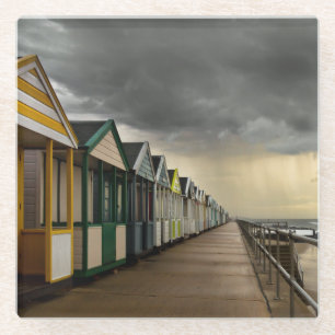 Beach Huts In A Summer Storm Southwold Glass Coaster