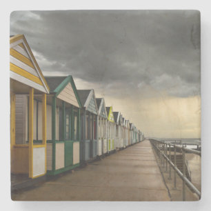 Beach Huts In A Summer Storm   Southwold Stone Coaster