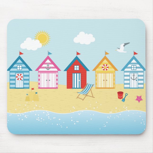 Beach Huts Mouse Pad (Front)