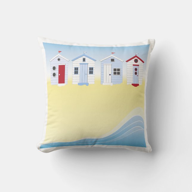Beach Huts Pillow (Front)