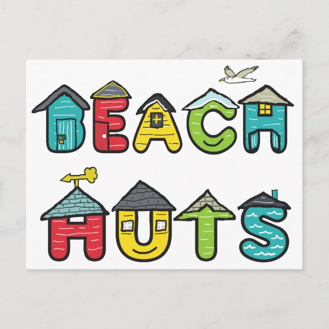 Beach Huts Postcard (Front)
