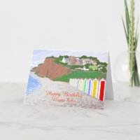 Beach Huts scene, birthday, add name front